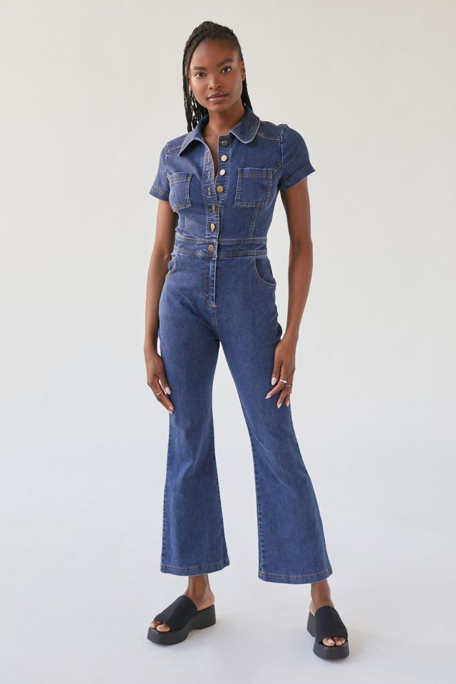 Flared store jumpsuit denim