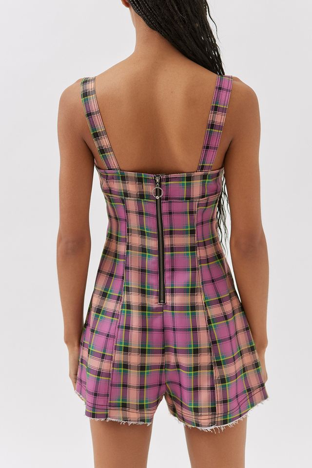 UO Pinned Up Check Playsuit | Urban Outfitters UK