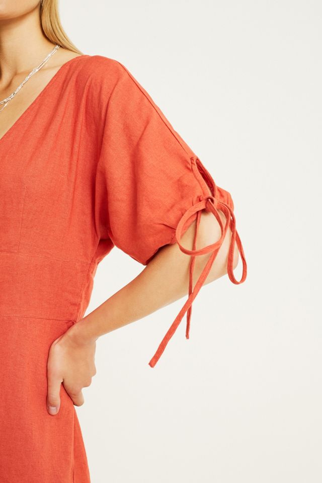 UO Tabby Linen Red Playsuit #4