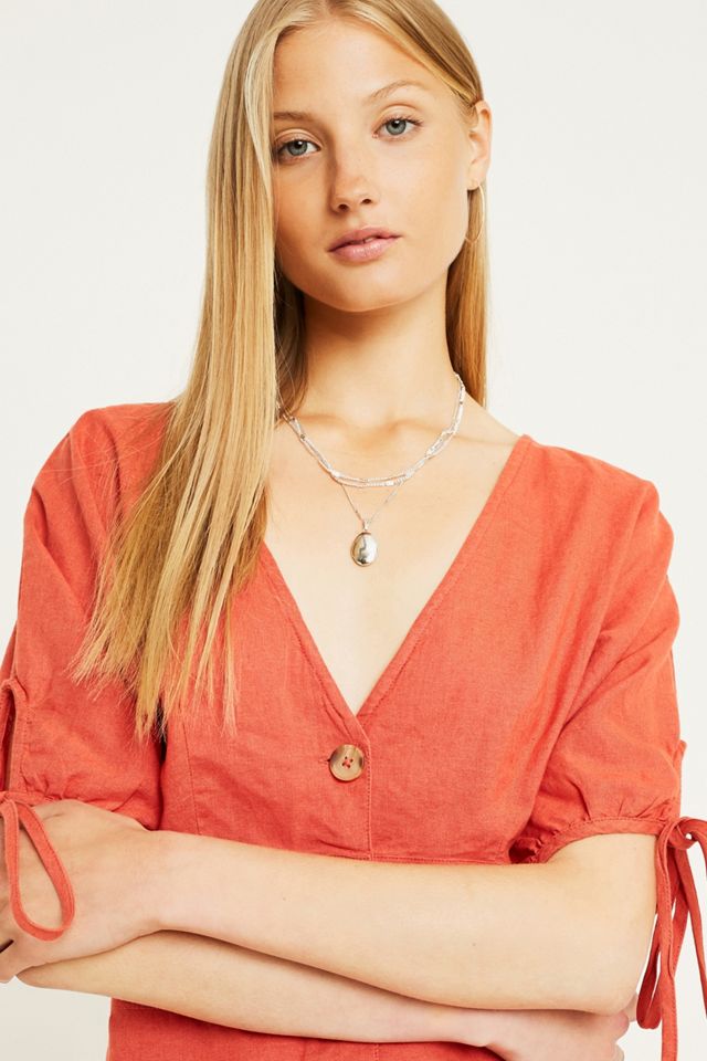 UO Tabby Linen Red Playsuit #5