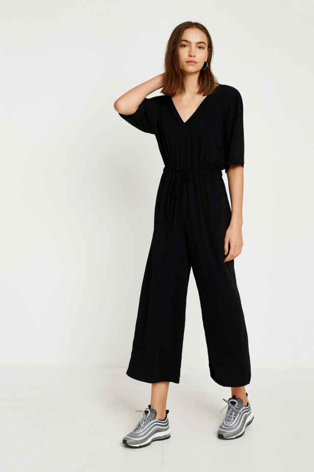 UO V-Neck Culotte Jumpsuit | Urban Outfitters UK