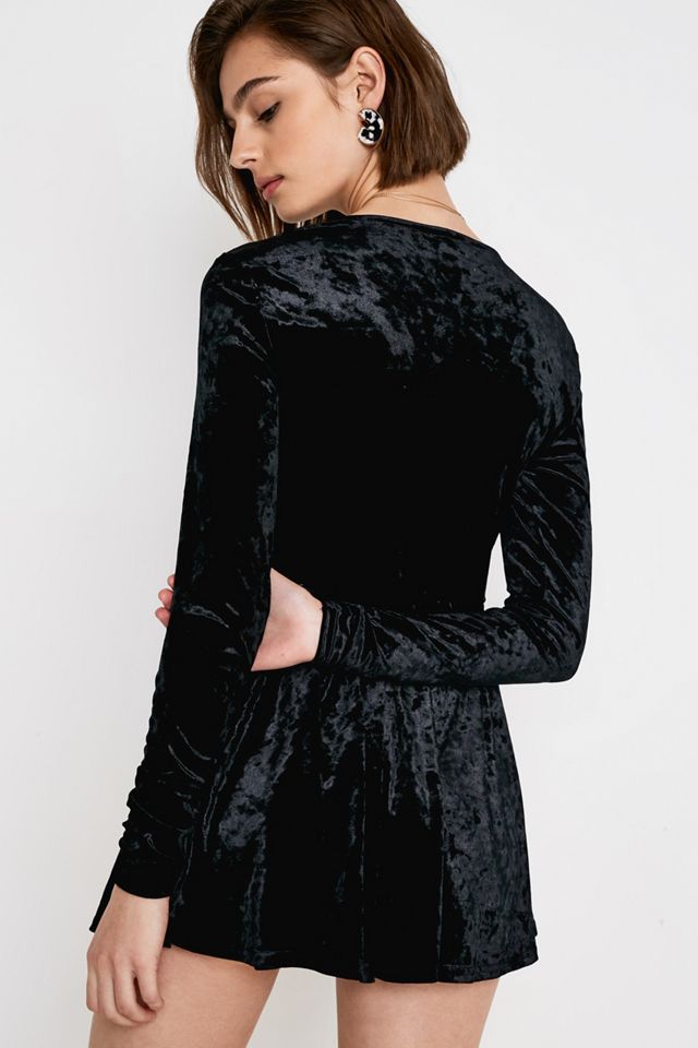 UO Black Velvet Gianni Fit + Flare Playsuit #3