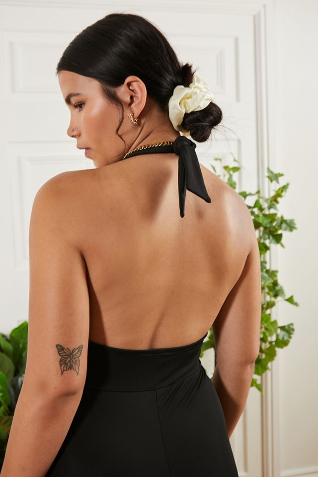 UO Black Ebba Slinky Halter Jumpsuit #2