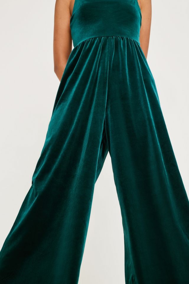 Urban outfitters green store velvet jumpsuit