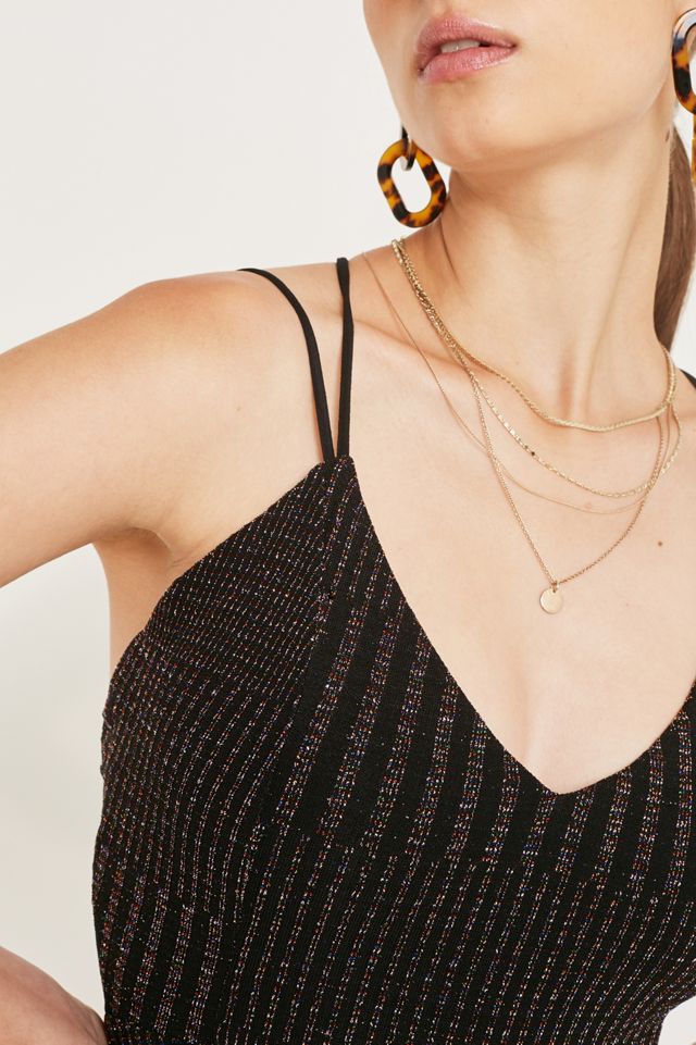 Urban Outfitters – Glitzernder, gestreifter Overall mit Riemchendesign #3