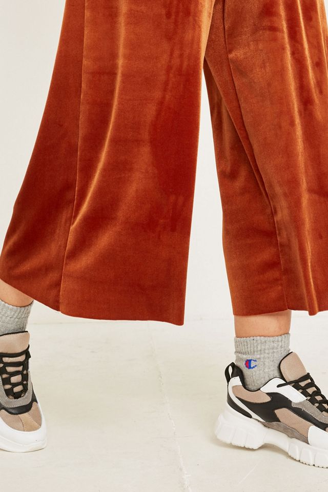 UO Orange Velvet Straight-Neck Jumpsuit #5