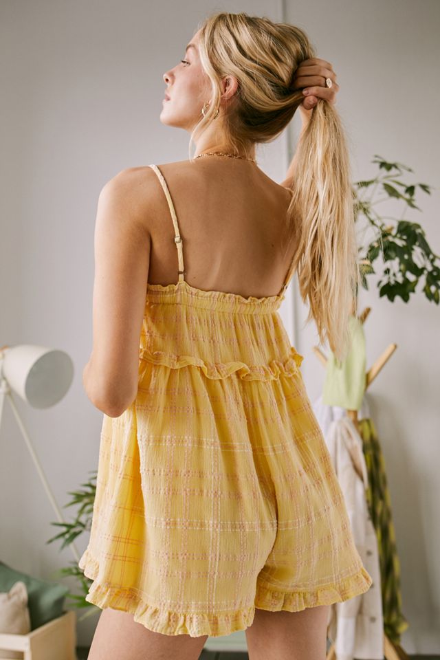 UO Yellow Ruffle Romper #2