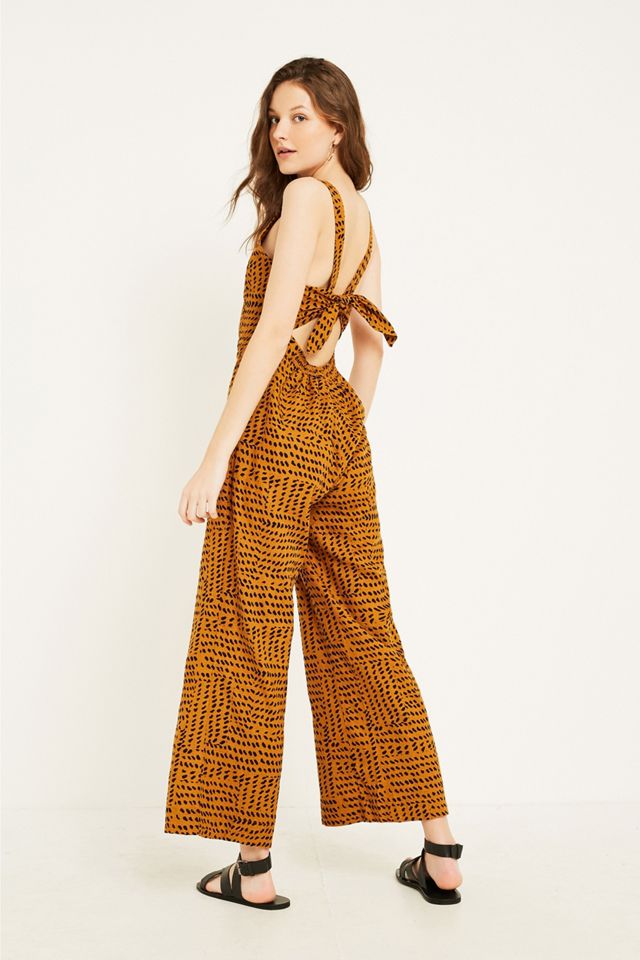 UO Ashley Leopard Print Button-Through Tie-Back Jumpsuit #4