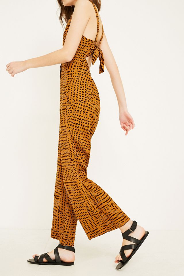 UO Ashley Leopard Print Button-Through Tie-Back Jumpsuit #5