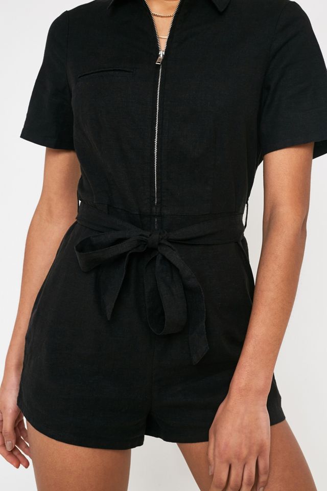 UO Hey Sunshine Black Playsuit #1