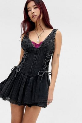 UO Kiera Washed Black Romper