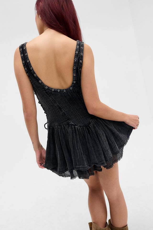 UO Kiera Washed Black Romper #3