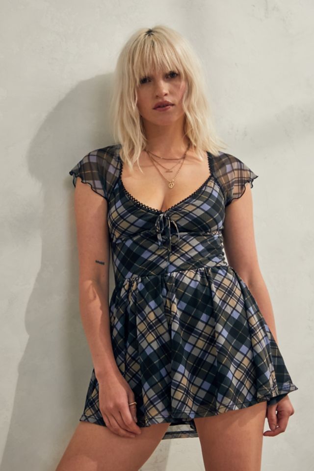 Ou milly discount mesh check playsuit