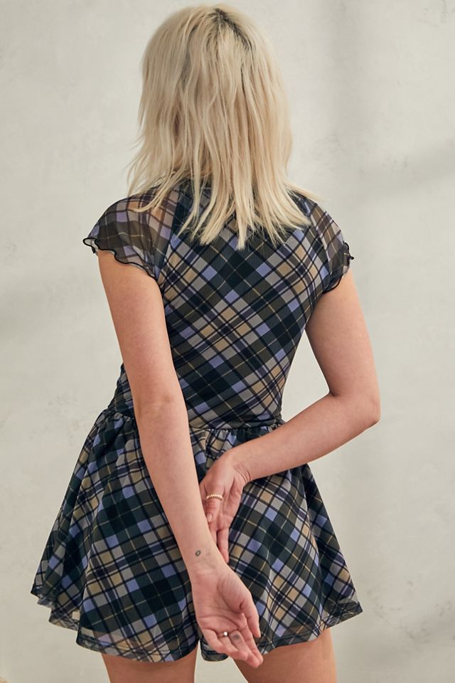 urban outfitters milly mesh dress UO Milly Plaid Mesh Playsuit