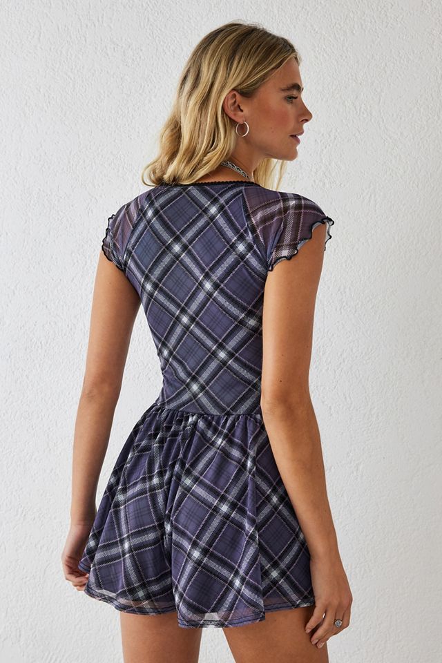 UO Milly Purple Check Mesh Playsuit #3