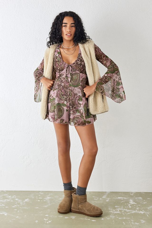 UO Eva Paisley Printed Mesh Playsuit #2