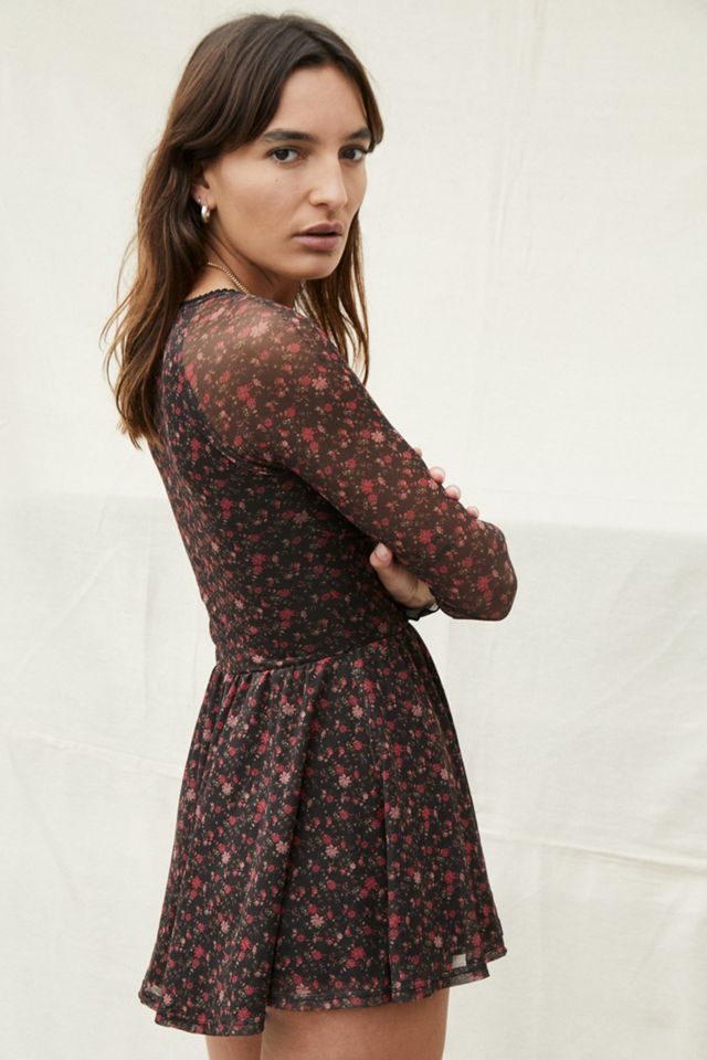 UO Milly Red Floral Mesh Playsuit #2