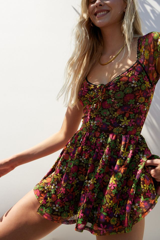 Urban Outfitters - Multicolor Floral Mesh Cinched