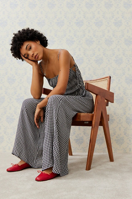 ロンパース・カバーオール house on the hill Jumpsuit(flower) 90 Kimchi Blue Narla Strappy Check Print Jumpsuit | Urban Outfitters UK