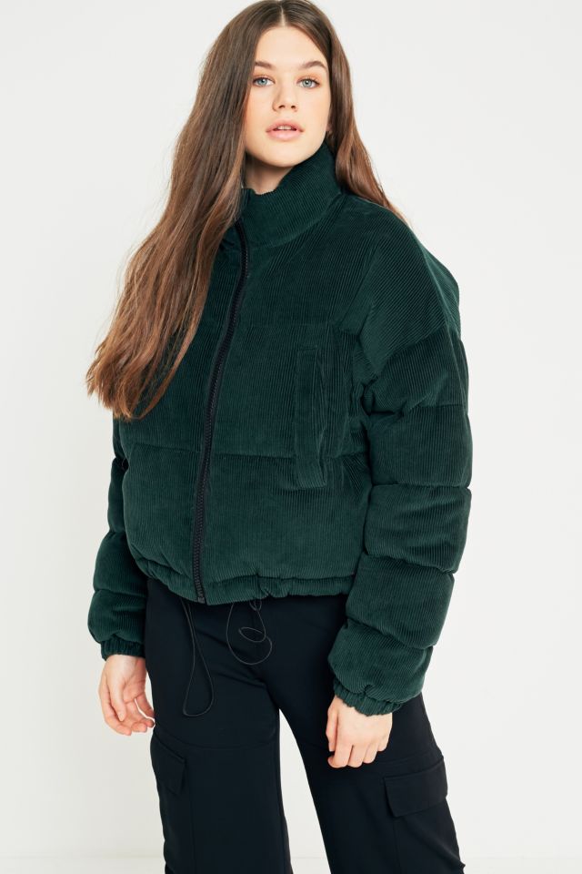 Green corduroy puffer jacket hotsell