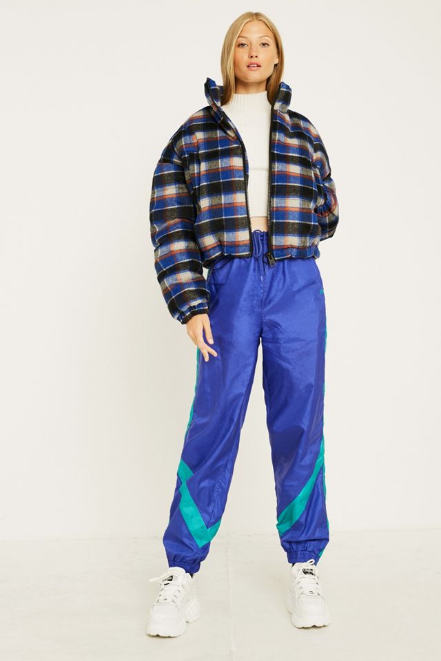 UO Check Print Wool Crop Puffer Jacket #4