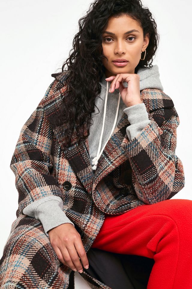 UO Checked Midi Car Coat #1