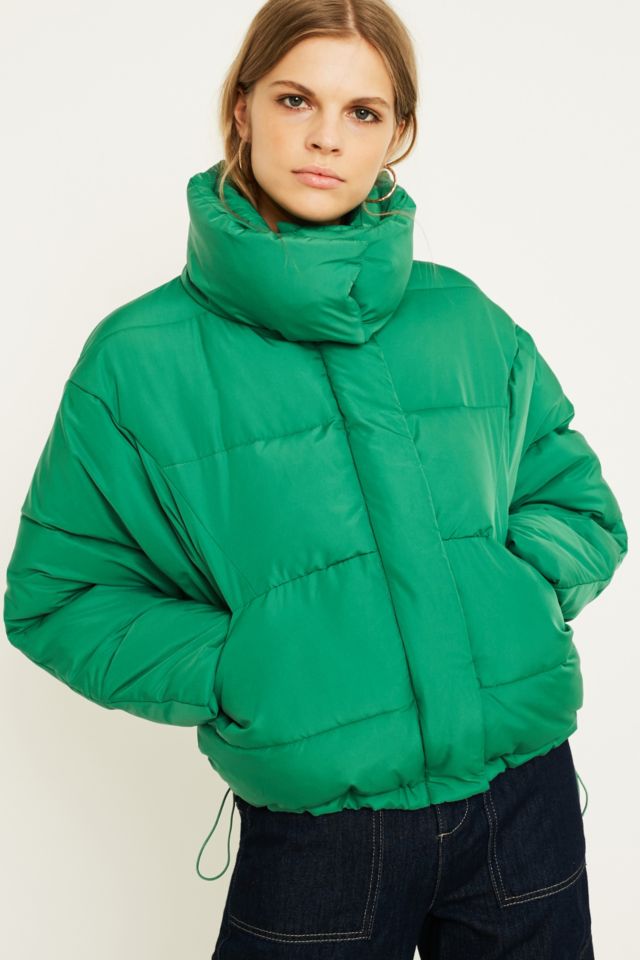 UO Green Contrast Lined Pillow Puffer Jacket | Urban Outfitters UK