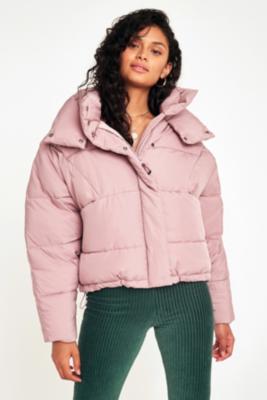 Urban outfitters on sale pink puffer jacket