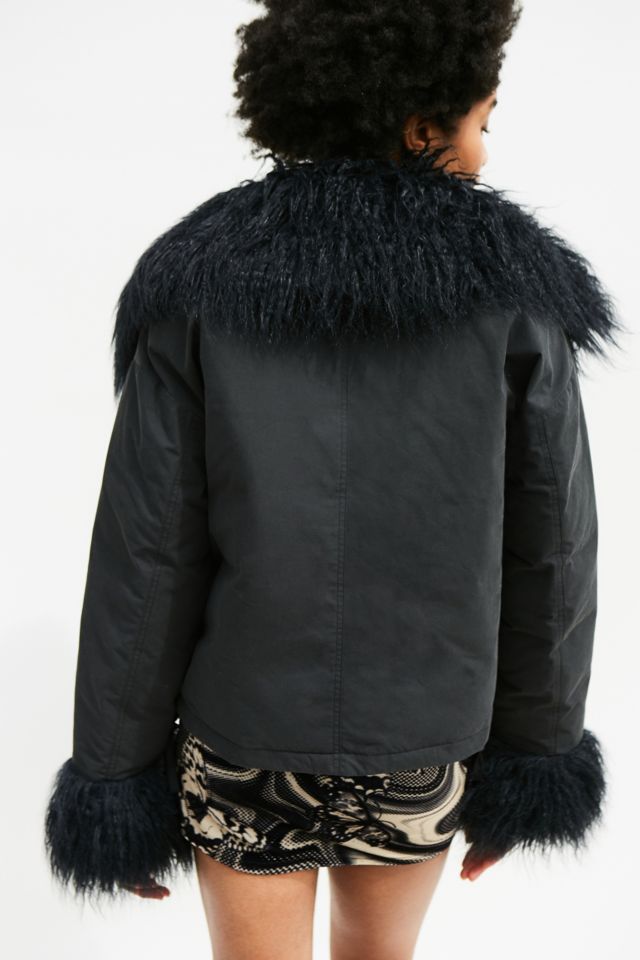 Urban outfitters black 2025 faux fur jacket