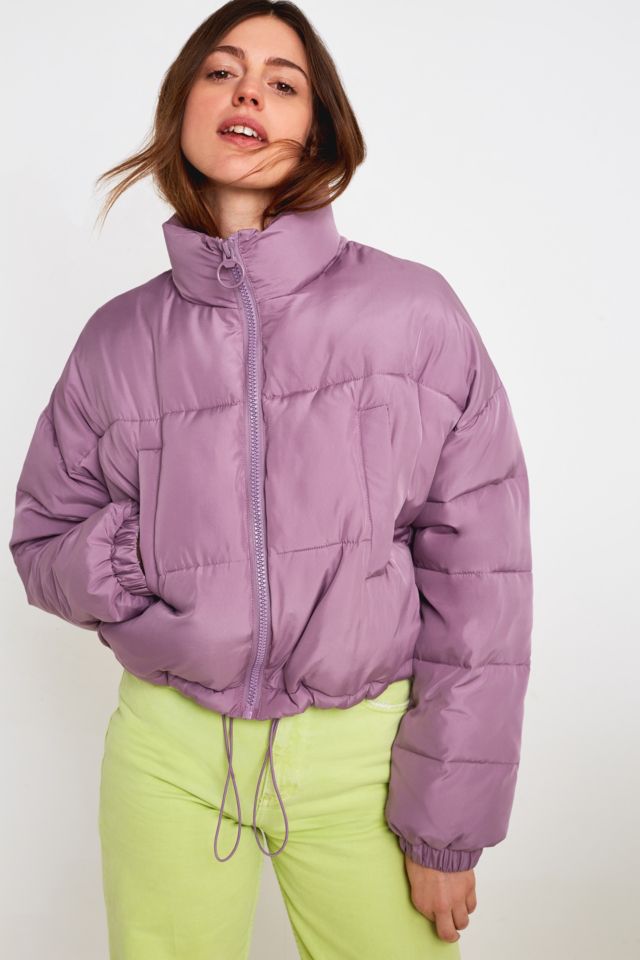 UO Lilac Crop Puffer Jacket | Urban Outfitters UK