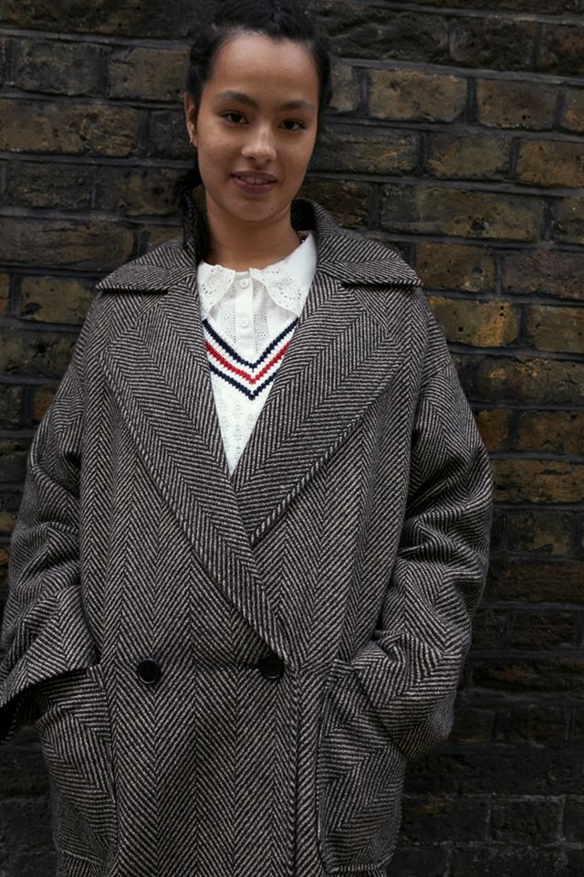 UO - Manteau Marta long avec un motif chevrons surdimensionné #2