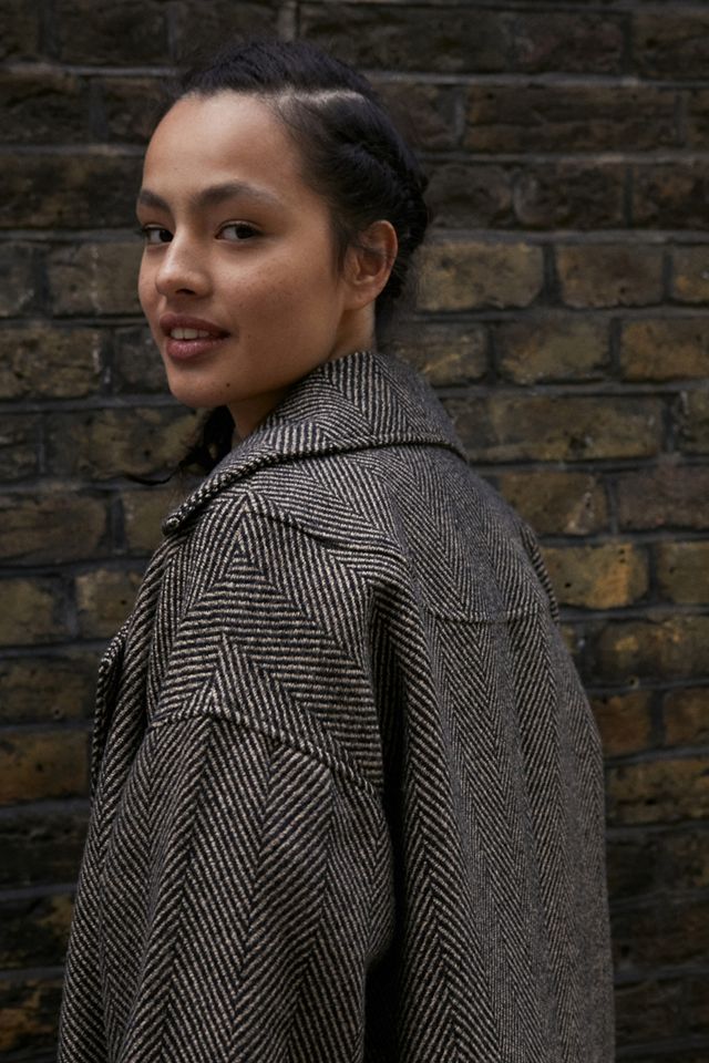 UO - Manteau Marta long avec un motif chevrons surdimensionné #3