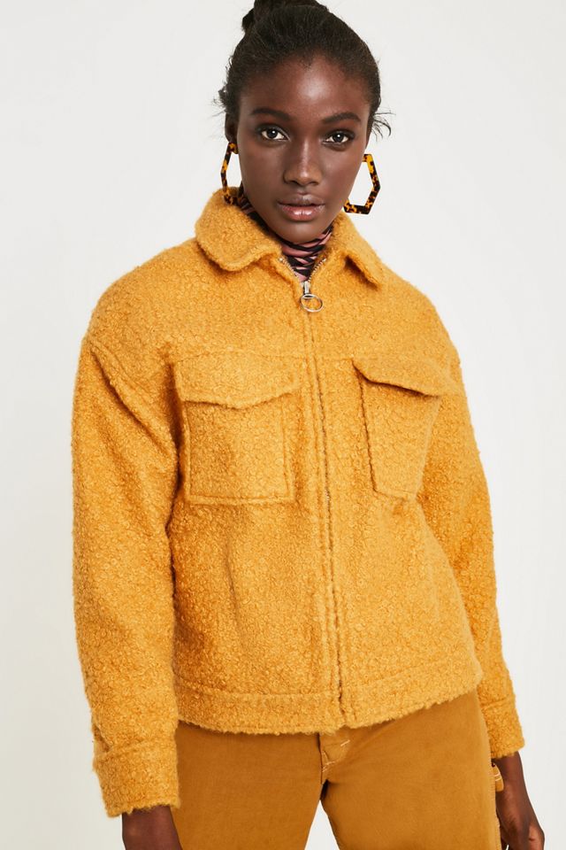 UO Mustard Teddy Zip-Through Jacket #1