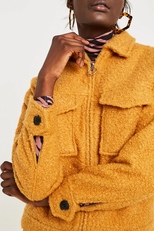 UO Mustard Teddy Zip-Through Jacket #4