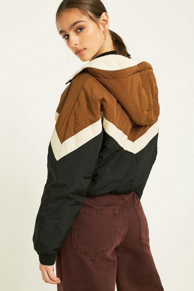 iets frans… Brown Hooded Crop Shell Jacket | Urban Outfitters UK