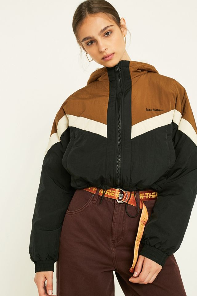 iets frans… Brown Hooded Crop Shell Jacket | Urban Outfitters UK