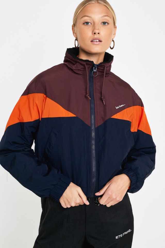 iets frans Orange Colourblock Borg Lined Shell Jacket Urban Outfitters DE