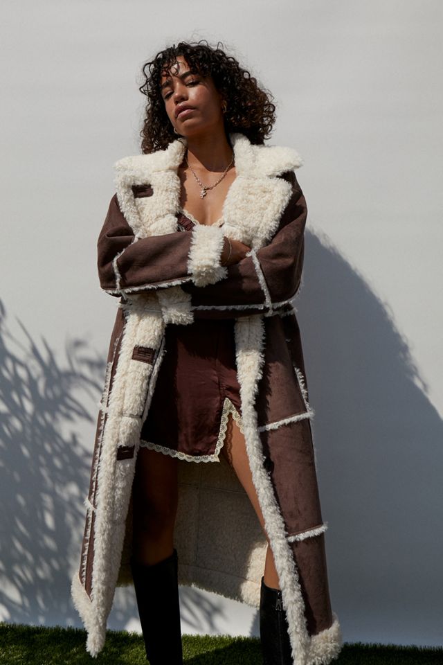 UO Maxine Maxi Shearling Coat #2