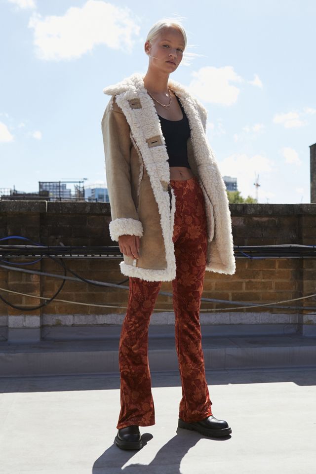 UO Faux Shearling Beige Longline Coat #2