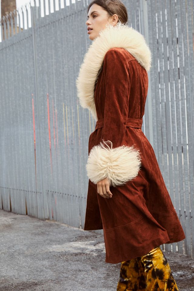 UO Brown Suede & Shearling Coat #1