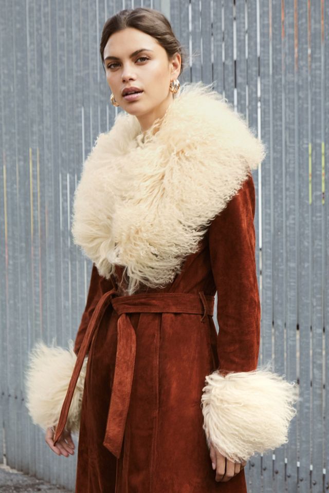 UO Brown Suede & Shearling Coat #2