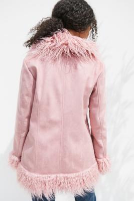 urban outfitters pink fluffy jacket