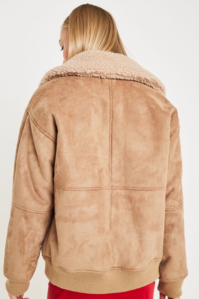 UO Camel Faux Suede + Borg Bomber Jacket #2