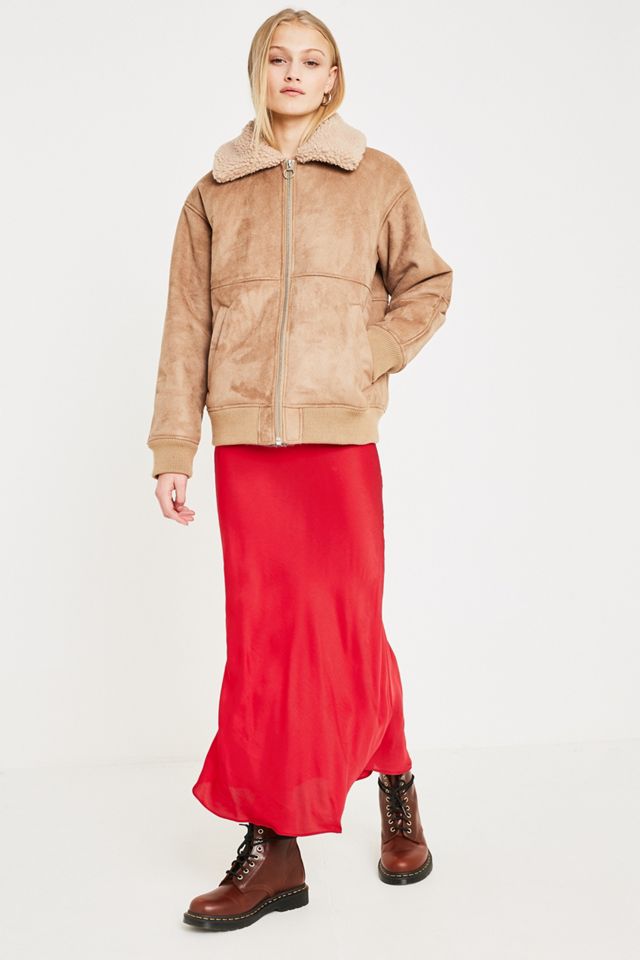 UO Camel Faux Suede + Borg Bomber Jacket #3