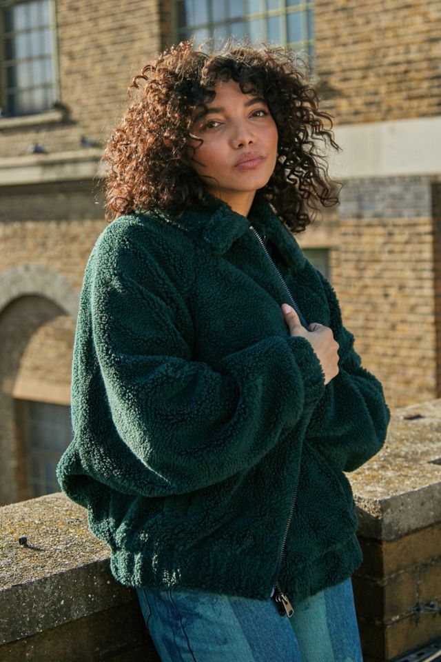 Urban outfitters on sale green teddy jacket