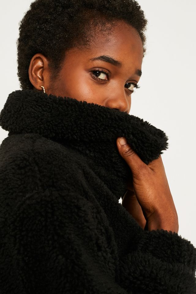 UO Black Teddy Crop Jacket #3