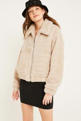 Urban outfitters shop black teddy coat