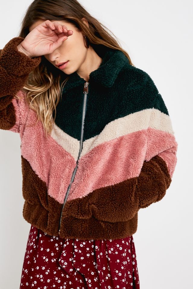 Urban outfitters pink hot sale teddy coat