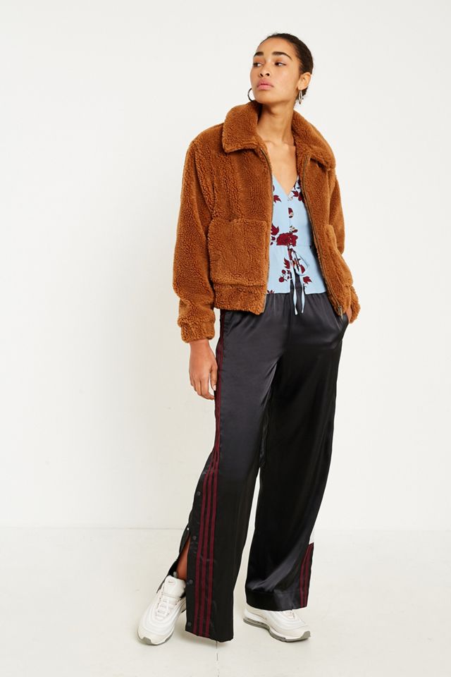 UO Light Brown Teddy Cropped Jacket #4