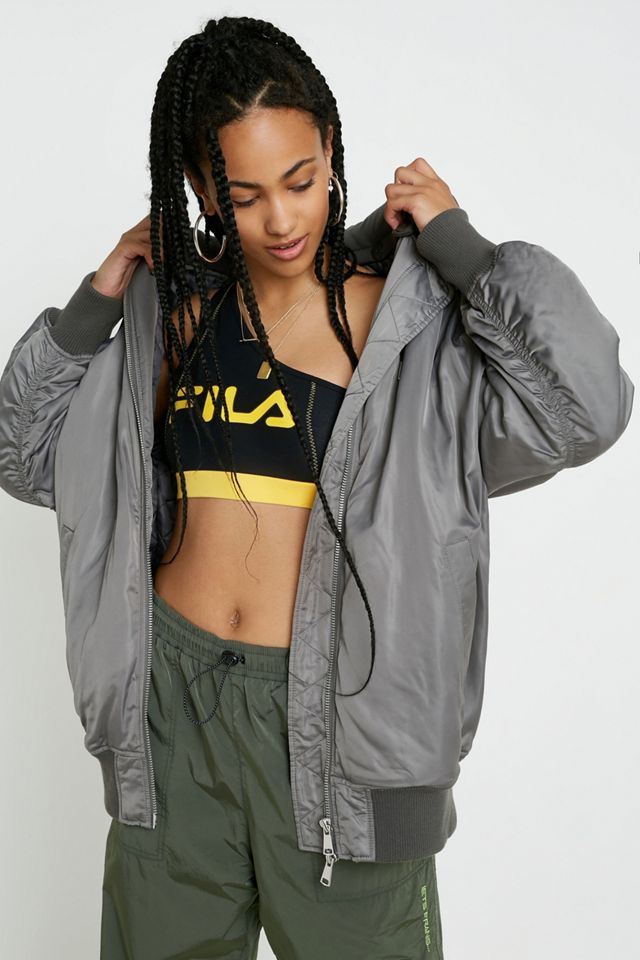 UO Longline Satin Bomber Chaqueta